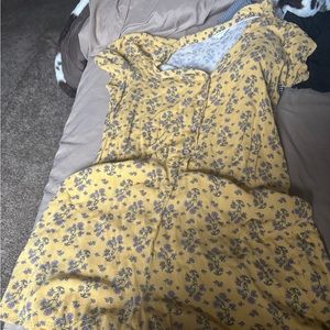Aeropostale yellow button up flower romper